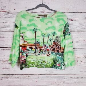 Green Hawaiian half sleeve blouse